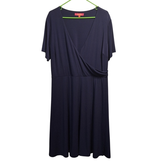 Catherines Dresses & Skirts - Catherines Dark Blue V-Neck Wrap Dress 1X